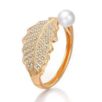 Bransoletka ze stopów cynku, Stop cynku, ze Tworzywa ABS perła, Platerowane w kolorze złota, biżuteria moda & dla kobiety & z kamieniem, złoty, 70x6mm, sprzedane przez PC