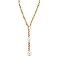 Naszyjnik z pereł z tworzyw sztucznych, Stop cynku, ze Tworzywa ABS perła, Platerowane w kolorze złota, biżuteria moda & dla kobiety, złoty, długość 59 cm, sprzedane przez PC