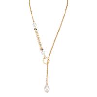Plastik perle halskæde, Zinc Alloy, med ABS plastik perle, guldfarve belagt, mode smykker & for kvinde, gylden, 22mm, Længde 49 cm, Solgt af PC