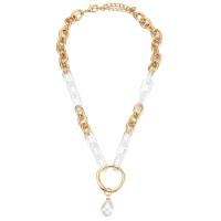 Plastik perle halskæde, Zinc Alloy, med ABS plastik perle, guldfarve belagt, mode smykker & for kvinde, to forskellige farvede, Længde 42 cm, Solgt af PC