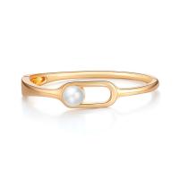 Zinc Alloy Bangle with ABS Plastic Pearl gold color plated fashion jewelry & for woman Sold By PC