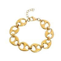 Stainless Steel Jewelry Bracelet 304 Stainless Steel with 1 inch extender chain Vacuum Ion Plating for woman golden 18.80mm Length Approx 7 Inch Sold By PC