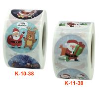 Adhesive Sticker Sticker Paper, Round, Christmas Design, more colors for choice, 38mm, Approx 500PCs/Spool, Sold By Spool