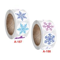 Klæbemiddel+Klistermærke Sticker Paper, Runde, Juledesign, flere farver til valg, 25mm, Ca. 500pc'er/Spool, Solgt af Spool