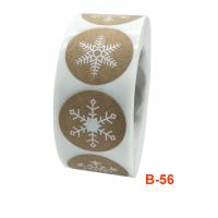 Kraft Sticker Paper, with Adhesive Sticker, Round, Christmas Design, mixed colors, 25mm, Approx 500PCs/Spool, Sold By Spool