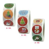 Adhesive Sticker Sticker Paper, Round, Christmas Design, more colors for choice, 25mm, Approx 500PCs/Spool, Sold By Spool