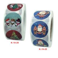 Adesivo-Adesivo Adesivo di carta, Cerchio, Design natalizio, nessuno, 25mm, Appross. 500PC/bobina, Venduto da bobina