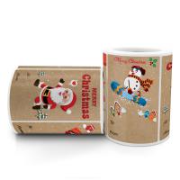 Kraft Papel Adhesivo, con Adhesivo+Sticker, Rectángular, Diseño de Navidad, color mixto, 50x75mm, aproximado 500PCs/Carrete, Vendido por Carrete