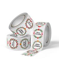 Adhesivo+Sticker Papel Adhesivo, Esférico, Diseño de Navidad, color mixto, 25mm, aproximado 500PCs/Carrete, Vendido por Carrete