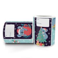 Adesivo-Adesivo Adesivo di carta, Rettangolo, Design natalizio, colori misti, 50x75mm, Appross. 250PC/bobina, Venduto da bobina