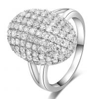 Cubic Zirconia Micro Pave Brass Ring with Cubic Zirconia Oval platinum plated & for woman nickel lead & cadmium free Sold By PC