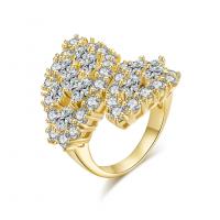 Cubic Zirconia Micro Pave Brass Ring with Cubic Zirconia gold color plated & for woman nickel lead & cadmium free 26.50mm Sold By PC