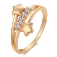 Cubic Zirconia Micro Pave Brass Ring, with Cubic Zirconia, Star, gold color plated, different size for choice & for woman, nickel, lead & cadmium free, 14mm, Sold By PC