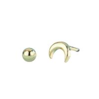 Brass Stud Earring, Moon, 18K gold plated, for woman, nickel, lead & cadmium free, 5x13mm, Sold By PC