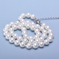 Ожерелье из ракушки Южного моря, Shell Pearl, с Латунь, Круглая, плакирован серебром, Женский, белый, 8mm, длина:16.93 дюймовый, продается PC