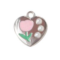 Zinc Alloy Enamel Pendants with Plastic Pearl plated DIY & with rhinestone nickel lead & cadmium free Sold By PC