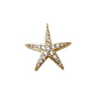 Cubic Zirconia Micro Pave Brass Pendant Star gold color plated DIY & micro pave cubic zirconia golden nickel lead & cadmium free Sold By PC