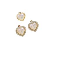 Resin Zinc Alloy Pendants with Resin Heart plated DIY & micro pave cubic zirconia nickel lead & cadmium free Sold By PC