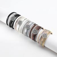 PU Leather Cord Bracelets, with Tibetan Style, multilayer & Bohemian style & for woman, more colors for choice, 26mm,20mm, Length:Approx 7.71 Inch, Sold By PC
