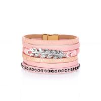 PU Leather Cord Bracelets, with Tibetan Style, multilayer & for woman & with rhinestone, more colors for choice, 48mm,32mm, Length:Approx 7.67 Inch, Sold By PC