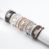 PU Cord Armbånd, med Plastic Pearl & Zinc Alloy, flerlags & for kvinde & med rhinestone, flere farver til valg, 24mm,20mm, Længde Ca. 7.67 inch, Solgt af PC