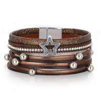 PU Leather Cord Bracelets, with Tibetan Style, multilayer & for woman & with rhinestone, more colors for choice, 25mm,15mm, Length:Approx 7.67 Inch, Sold By PC