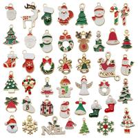 Tibetan Style Christmas Pendants, DIY & enamel & mixed, nickel, lead & cadmium free, 20mm, 50PCs/Set, Sold By Set