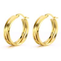 Titanium Steel  Earring, Vacuum Ion Plating, fashion jewelry & for woman, more colors for choice, 25mm, Sold By Pair