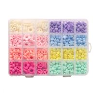 Solid Color Akril gyöngyök, DIY, kevert színek, 190x130x20mm, Által értékesített Box