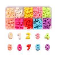 Polymer Clay Gyöngyök, Szám, DIY, kevert színek, 125x65x20mm, Által értékesített Box