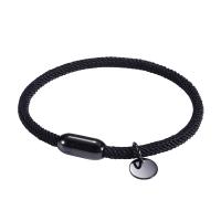 Couple Bracelet and Bangle Milan Cord with 316 Stainless Steel Flat Round black ionic fashion jewelry & Unisex 4mm Sold By PC