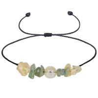 Gemstone Bracelets Wax Cord with Peridot Stone & Citrine Flat Round handmade fashion jewelry & adjustable & for woman yellow Length 18-36 cm Sold By PC