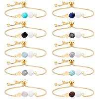Gemstone Bracelets, Brass, with Gemstone, gold color plated, fashion jewelry & adjustable & for woman, more colors for choice, Length:22 cm, Sold By PC