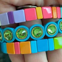 Alloy Bracelet, Square, fashion jewelry & multilayer, multi-colored, 8*8mm,4*8mm, Sold Per 16 cm Strand