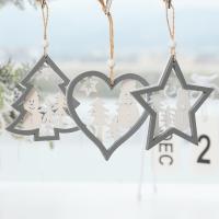 Wood Christmas Hanging Ornaments, brushwork, Different Shape for Choice & Christmas jewelry, grey, Sold By PC