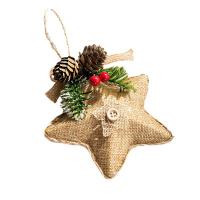 Toile de lin Décoration d’arbre de Noël, avec Mousse PE & plastique, étoile, fait à la main, Bijoux de Noël, plus de couleurs à choisir, 120x120mm, Vendu par PC
