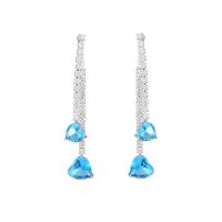 Cubic Zirconia Micro Pave Brass Earring, Heart, plated, fashion jewelry & micro pave cubic zirconia & for woman, more colors for choice, nickel, lead & cadmium free, 10x58mm, Sold By Pair