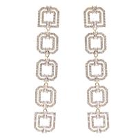 Cubic Zirconia Micro Pave Brass Earring, Square, gold color plated, fashion jewelry & micro pave cubic zirconia & for woman & hollow, more colors for choice, nickel, lead & cadmium free, 12x72mm, Sold By Pair