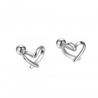925 Sterling Silver Stud Earrings, Heart, plated, for woman & hollow, more colors for choice, 7.50x6mm, Sold By Pair