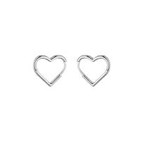 925 Sterling Silver Hoop Earrings Heart platinum plated fashion jewelry & for woman original color Sold By Lot