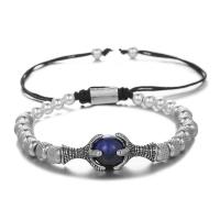 Titanium Steel Bracelet & Bangle, with Tiger Eye, Vacuum Ion Plating, Adjustable & Unisex, more colors for choice, Sold By Lot