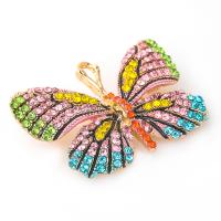 Zinc Alloy Rhinestone Pendants Butterfly gold color plated for woman & with rhinestone turquoise blue nickel lead & cadmium free Sold By Lot