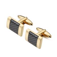 Cufflinks, 316L Stainless Steel, with Carbon Fibre, Rectangle, real gold plated, fashion jewelry & for man, more colors for choice, 20x13mm, 5Pairs/Lot, Sold By Lot
