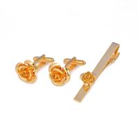 Brass Tie Clip Cufflink Set Rose plated fashion jewelry & for man nickel lead & cadmium free 12-20mm Sold By Lot