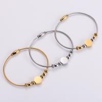 Stainless Steel Bangle, 316L Stainless Steel, Heart, Vacuum Ion Plating, for woman & with rhinestone, more colors for choice, 60mm, Sold By PC