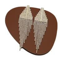 Mode-Fringe-Ohrringe, Messing, mit Strass, Geometrisches Muster, plattiert, für Frau & hohl, keine, verkauft von Paar