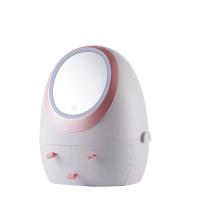 ABS Plastic Cosmetic Storage Box dustproof & with LED light & with mirror & for woman Sold By PC
