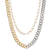 Zinklegierung Halskette, mit Verlängerungskettchen von 3.14 inch, plattiert, für Frau & Multi-Strang & zweifarbig, zwei verschiedenfarbige, 41cm,47.5cm, verkauft von PC