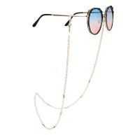 Messing Brillenkette, mit ABS-Kunststoff-Perlen, goldfarben plattiert, für Frau, 840mm, verkauft von PC