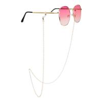 metal Cadena de gafas, con Perlas de plástico ABS, chapado en color dorado, para mujer, 830mm, Vendido por UD